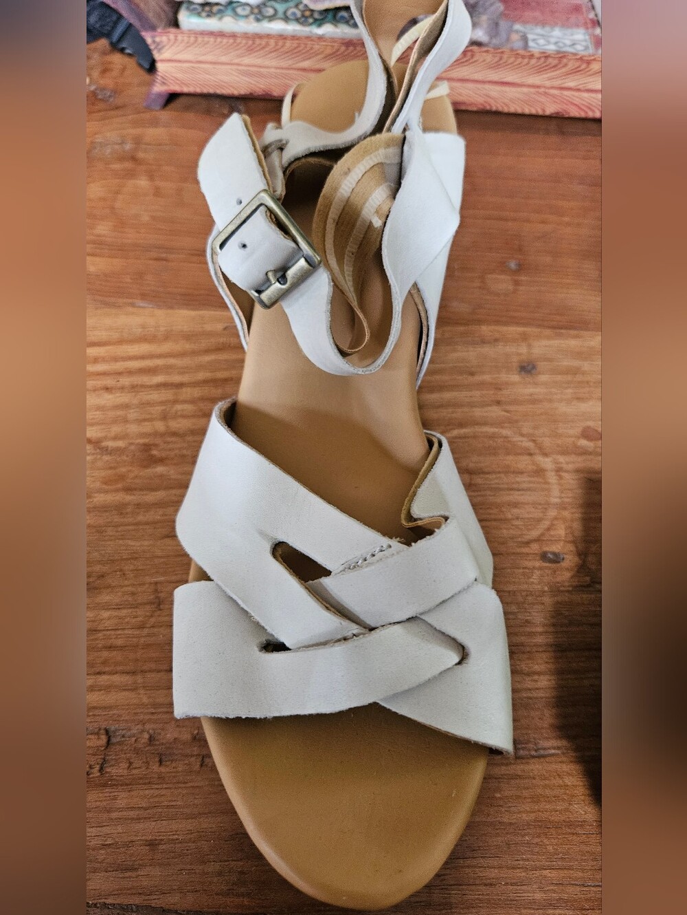 Kork-Ease Cream Leather Platform Sandals